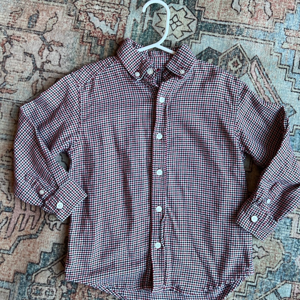 Gymboree Red Black and White Houndstooth Button-Down Shirt